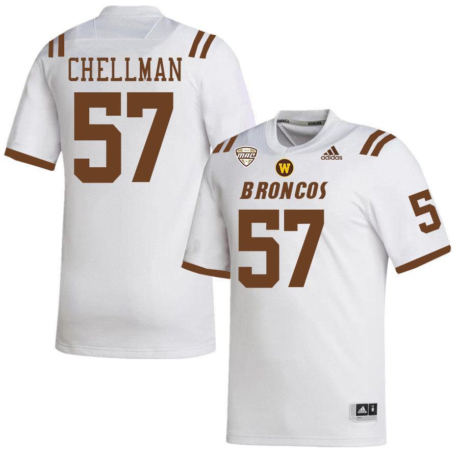 #57 Jake Chellman Western Michigan Broncos College Football Jerseys Stitched-White